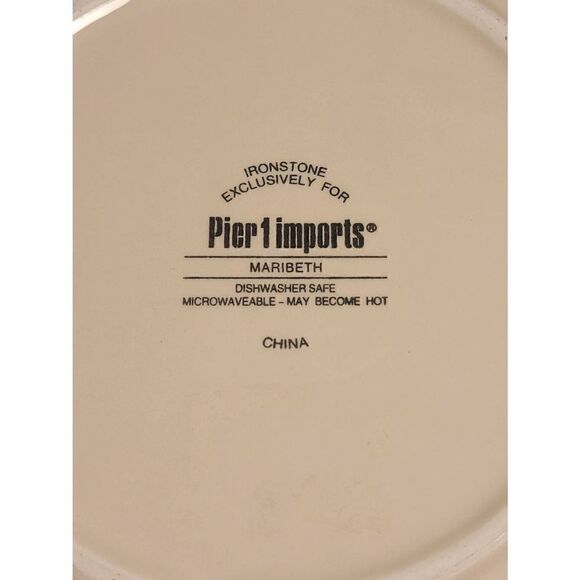 Pier 1 Imports Red White Maribeth Scalloped Ironstone Salad Plates Set Of 5 - Picture 4 of 4